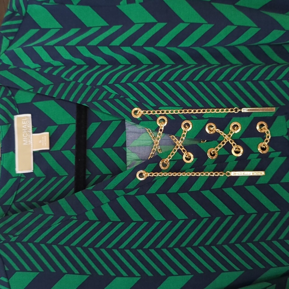 Michael Kors Navy/Green Chain Dress